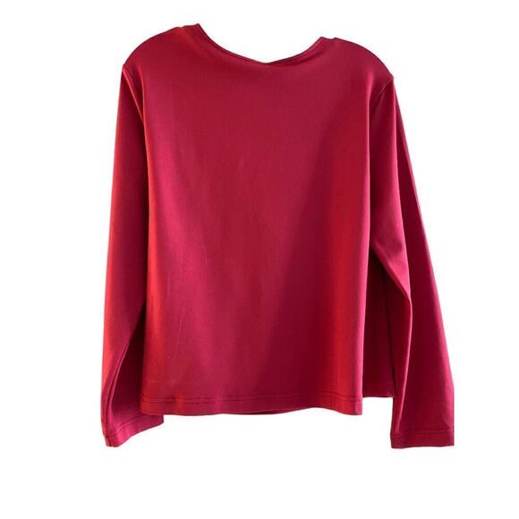 Blouse top shirt bright red long sleeve wrap front V-neck sheared side, medium
C - Picture 4 of 7